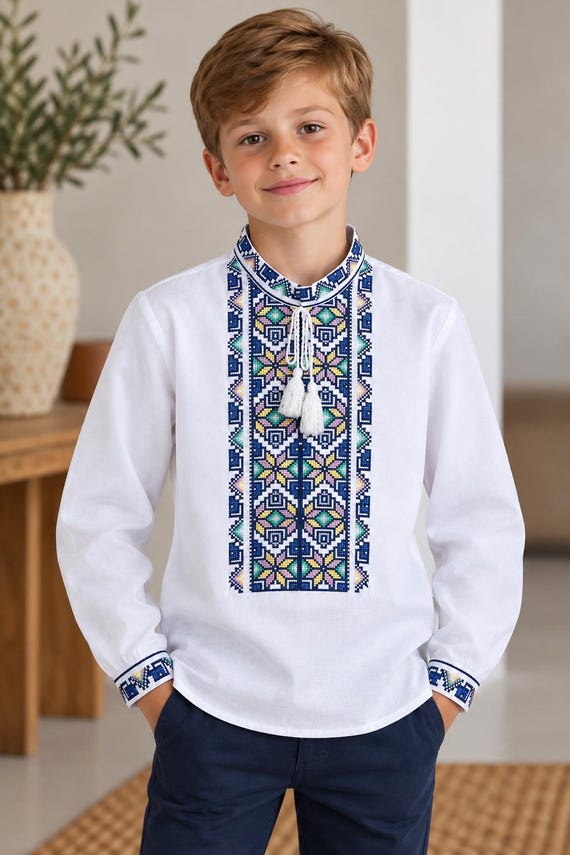 Embroidered Vyshyvanka Shirt for Boys | Ukrainian Embroidery Shirt | Traditional Ukraine Style Gift in Stock in USA | Вишиванка у США
