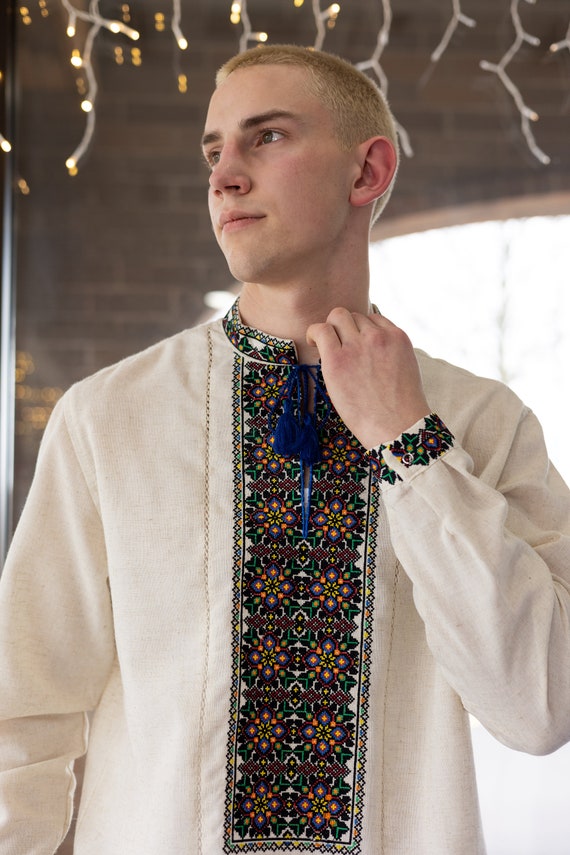 Vyshyvanka for Man Ukrainian Vyshyvanka Ukraine Sorochka Ukrainian Vyshyvanka Embrodered Shirt Ethno Vintage Embroidered Clothing