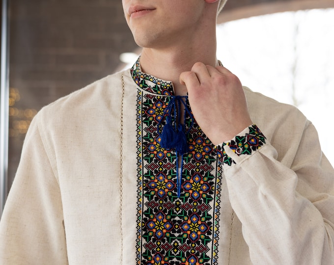 Ukrainian Vyshyvanka | Men's Embroidered Shirt | Вишиванка | Ukraine Vintage Sorochka Gift for Him | Handmade Ukrainian Clothing (16)