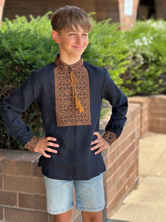 Embroidered Vyshyvanka Shirt for Boys | Ukrainian Embroidery Shirt | Traditional Ukrainian Style Gift in Stock in USA | Вишиванка у США (14)