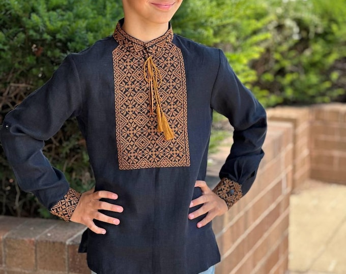 Embroidered Vyshyvanka Shirt for Boys | Ukrainian Embroidery Shirt | Traditional Ukrainian Style Gift in Stock in USA | Вишиванка у США (14)