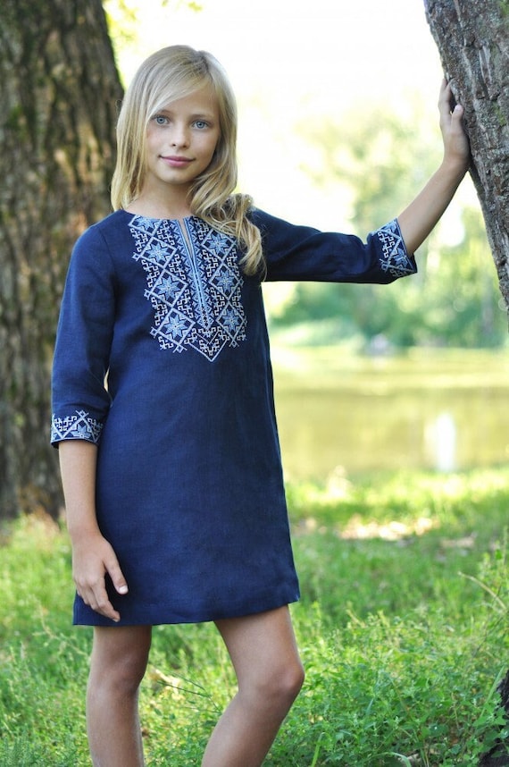 Embroidered Vyshyvanka Dress for Girls | Ukrainian Embroidery Dress | Traditional Ukrainian Style in Stock in USA | Вишиванка у США (14)