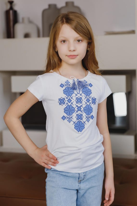 Embroidered Vyshyvanka Blouse for Girls | Ukrainian Embroidery Shirt | Traditional Ukrainian Style in Stock in USA | Вишиванка у США