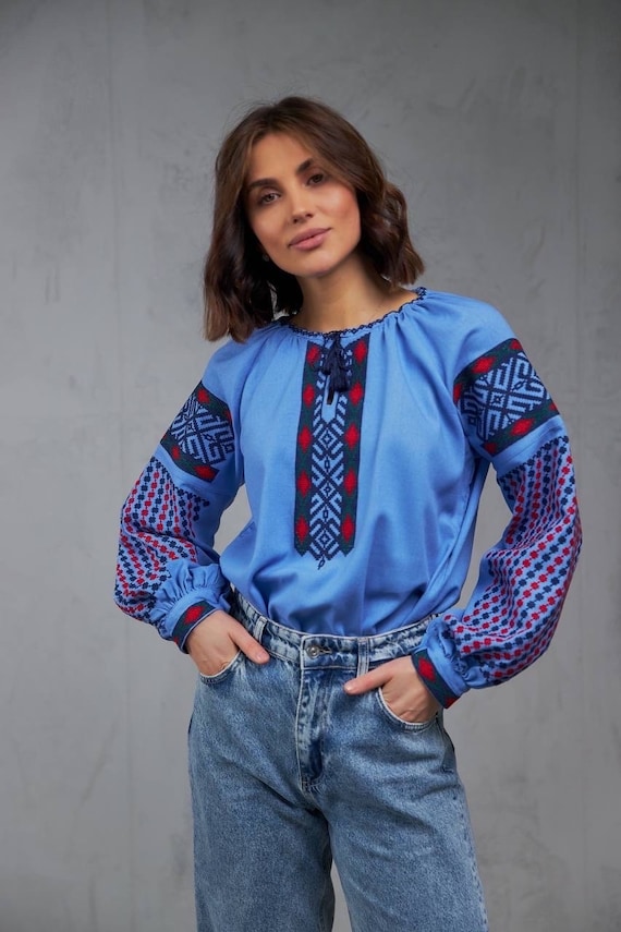 Ukrainian Embroidered Blouse for Women | Ethno Vintage Women's Vyshyvanka Shirt | Sorochka Vyshyta | Vyshyvanka Gift USA | Вишиванка (114)