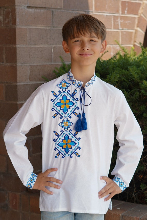 Embroidered Vyshyvanka Shirt for Boys | Ukrainian Embroidery Shirt | Traditional Ukrainian Style Gift in Stock in USA | Вишиванка у США (36)