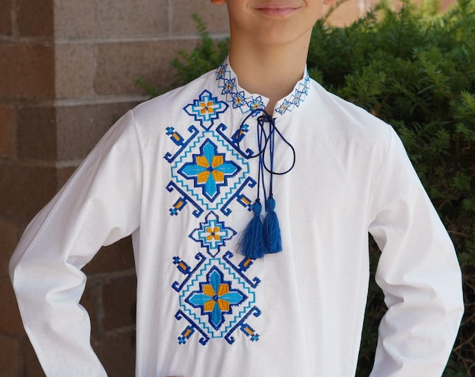 Embroidered Vyshyvanka Shirt for Boys | Ukrainian Embroidery Shirt | Traditional Ukrainian Style Gift in Stock in USA | Вишиванка у США (36)