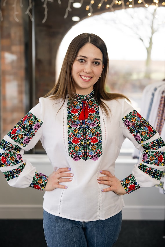 Ukrainian Embroidered Blouse for Women | Ethno Vintage Women's Vyshyvanka Shirt | Sorochka Vyshyta | Vyshyvanka Gift USA | Вишиванка (3)