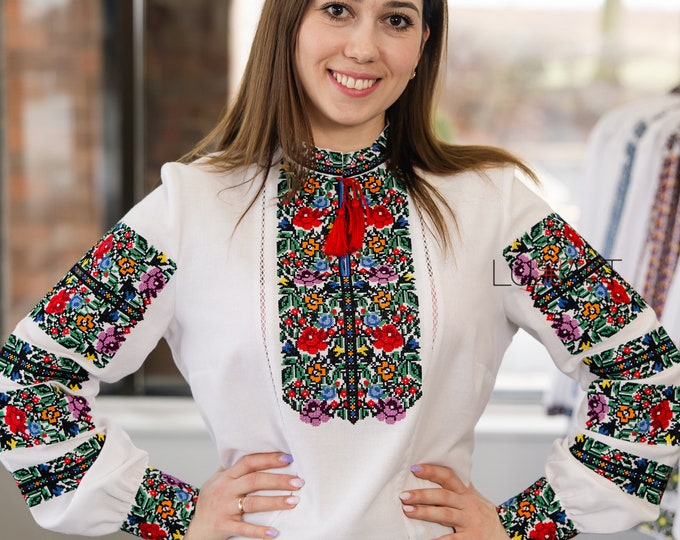 Ukrainian Embroidered Blouse for Women | Ethno Vintage Women's Vyshyvanka Shirt | Sorochka Vyshyta | Vyshyvanka Gift USA | Вишиванка (3)