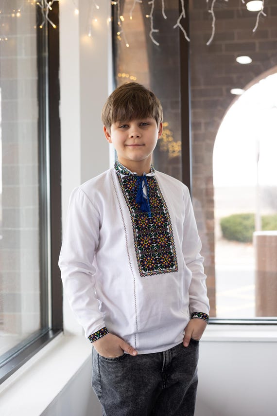 Embroidered Vyshyvanka Shirt for Boys | Ukrainian Embroidery Shirt | Traditional Ukraine Style Gift in Stock in USA | Вишиванка у США