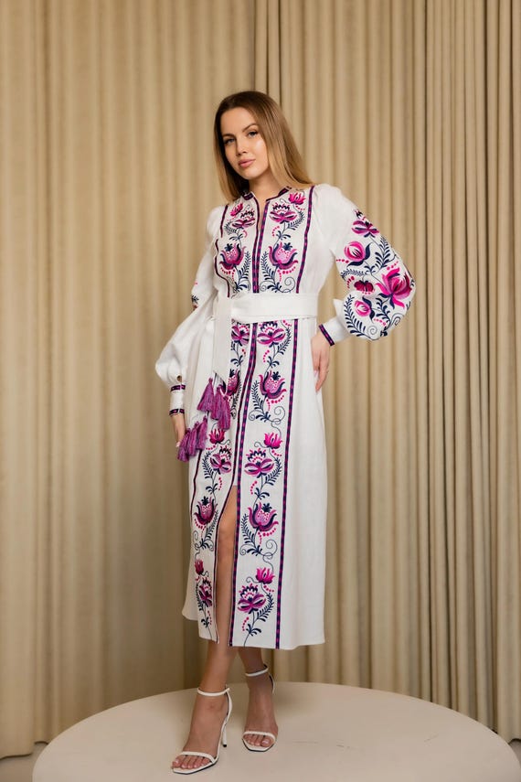 Embroidered Ukrainian Dress | Vyshyvanka Style Dress with Traditional Embroidery | Handmade Boho Chic Outfit