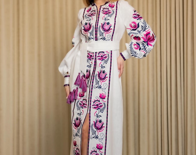 Embroidered Ukrainian Dress | Vyshyvanka Style Dress with Traditional Embroidery | Handmade Boho Chic Outfit