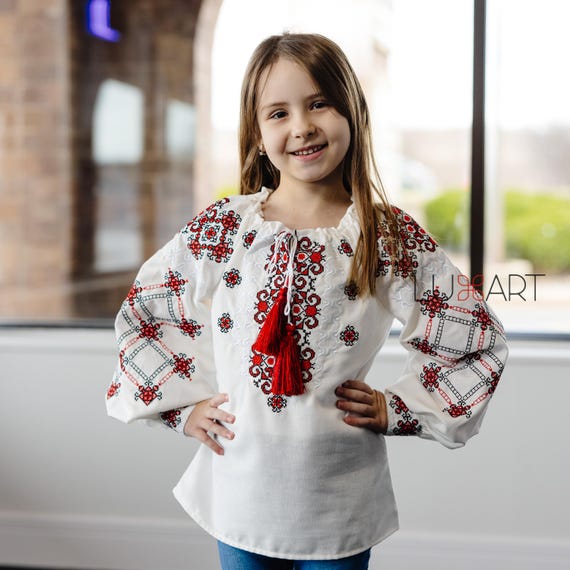 Embroidered Vyshyvanka Blouse for Girls | Ukrainian Embroidery Shirt | Traditional Ukrainian Style in Stock in USA | Вишиванка у США (9)