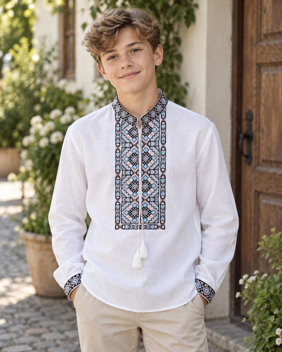 Embroidered Vyshyvanka Shirt for Boys | Ukrainian Embroidery Shirt | Traditional Ukrainian Style Gift in Stock in USA | Вишиванка у США (20)