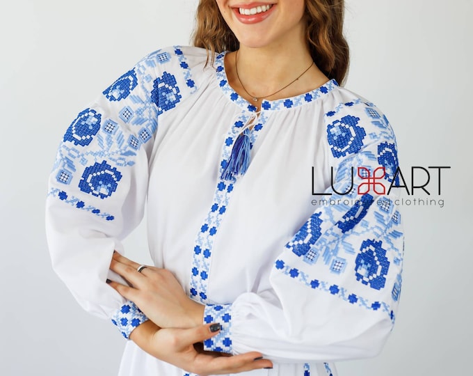 Ukrainian Vyshyvanka Dress | Ukraine Embroidered Dress in USA | Handmade Traditional Ukraine-Style Boho Embroidery Gift | Вишиванка (24)