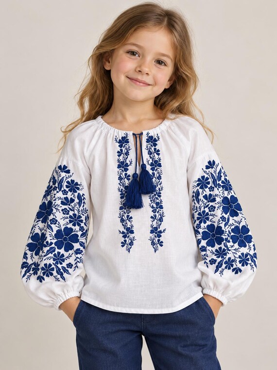 Embroidered Vyshyvanka Blouse for Girls | Ukrainian Embroidery Shirt | Traditional Ukraine Style in Stock in USA | Вишиванка у США