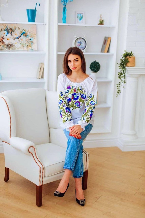 Ukrainian Embroidered Blouse for Women | Ethno Vintage Women's Vyshyvanka Shirt | Sorochka Vyshyta | Vyshyvanka Gift USA | Вишиванка (26)