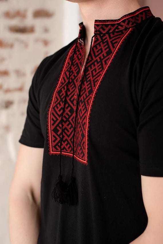 Ukrainian Vyshyvanka | Men's Embroidered Ukrainian Men’s T-Shirt Shirt, Ukraine Gift, Patriotic, Vyshyvanka Style