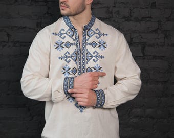 Ukrainian Vyshyvanka | Men's Embroidered Shirt | Вишиванка | Ukraine Vintage Sorochka Gift for Him | Handmade Ukrainian Clothing