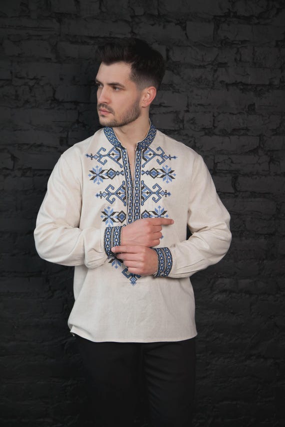 Ukrainian Vyshyvanka | Men's Embroidered Shirt | Вишиванка | Ukraine Vintage Sorochka Gift for Him | Handmade Ukrainian Clothing