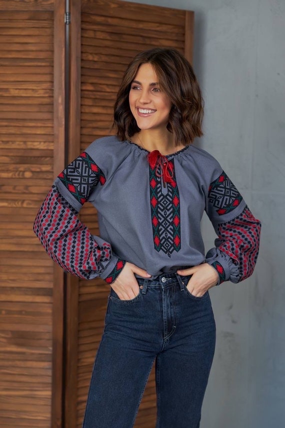 Ukrainian Embroidered Blouse for Women | Ethno Vintage Women's Vyshyvanka Shirt | Sorochka Vyshyta | Vyshyvanka Gift USA | Вишиванка (116)