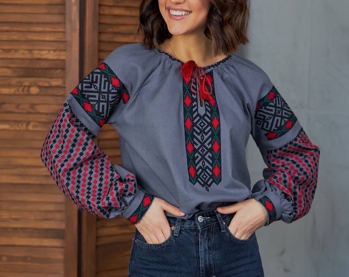 Ukrainian Embroidered Blouse for Women | Ethno Vintage Women's Vyshyvanka Shirt | Sorochka Vyshyta | Vyshyvanka Gift USA | Вишиванка (116)