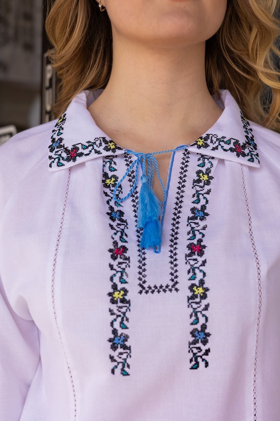 Ukrainian Embroidered Blouse for Women | Ethno Vintage Women's Vyshyvanka Shirt | Sorochka Vyshyta | Vyshyvanka Gift USA | Вишиванка (25)