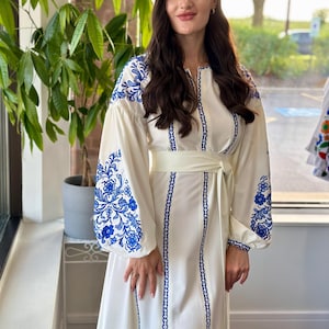 Ukrainian Vyshyvanka Dress | Ukraine Embroidered Dress in USA | Handmade Traditional Ukraine-Style Boho Embroidery Gift | Вишиванка (11)