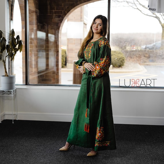 Ukrainian Vyshyvanka Dress | Ukraine Embroidered Dress in USA | Handmade Traditional Ukraine-Style Boho Embroidery Gift | Вишиванка (129)