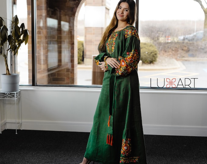 Ukrainian Vyshyvanka Dress | Ukraine Embroidered Dress in USA | Handmade Traditional Ukraine-Style Boho Embroidery Gift | Вишиванка (129)