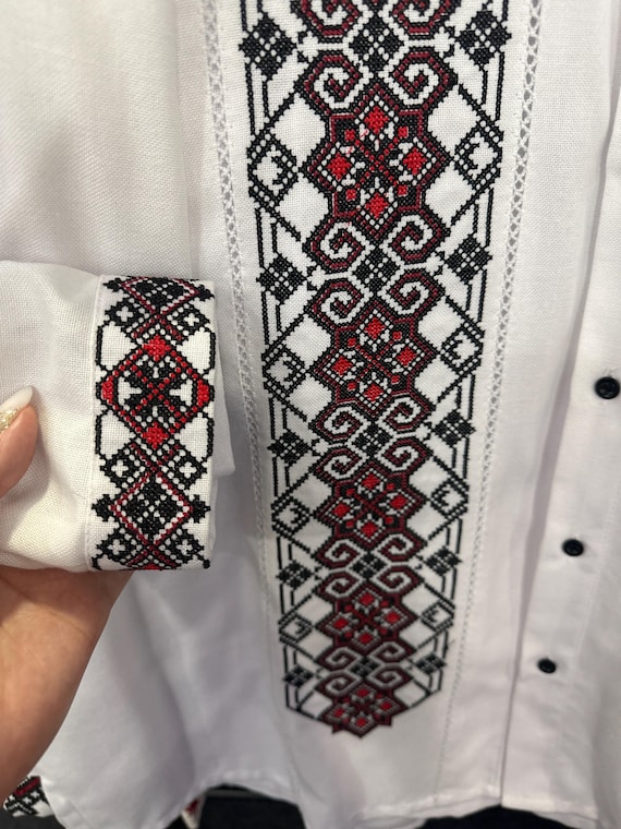 Ukrainian Vyshyvanka | Men's Embroidered Shirt | Вишиванка | Ukraine Vintage Sorochka Gift for Him | Handmade Ukrainian Clothing