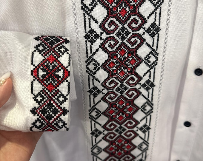 Ukrainian Vyshyvanka | Men's Embroidered Shirt | Вишиванка | Ukraine Vintage Sorochka Gift for Him | Handmade Ukrainian Clothing