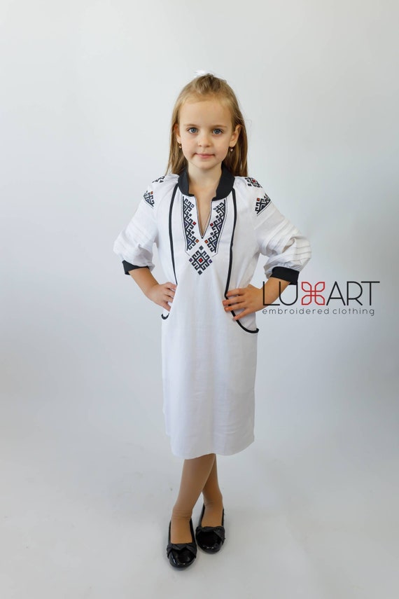 Embroidered Vyshyvanka Dress for Girls | Ukrainian Embroidery Dress | Traditional Ukrainian Style in Stock in USA | Вишиванка у США (1)
