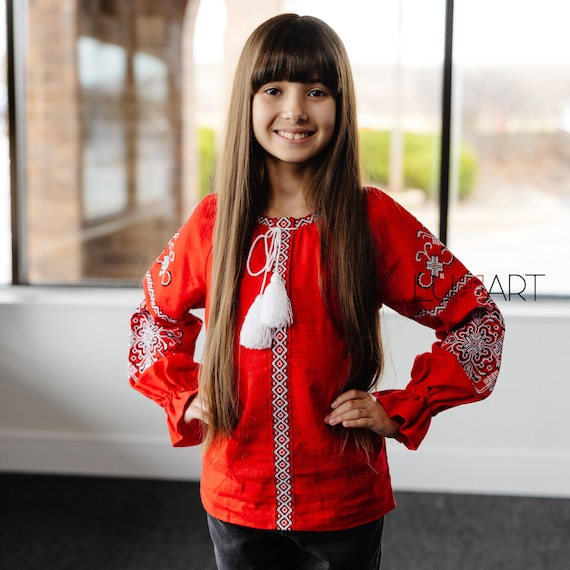 Embroidered Vyshyvanka Blouse for Girls | Ukrainian Embroidery Shirt | Traditional Ukrainian Style in Stock in USA | Вишиванка у США (9)
