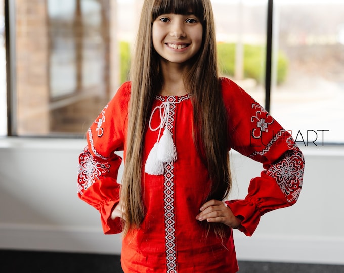 Embroidered Vyshyvanka Blouse for Girls | Ukrainian Embroidery Shirt | Traditional Ukrainian Style in Stock in USA | Вишиванка у США (9)