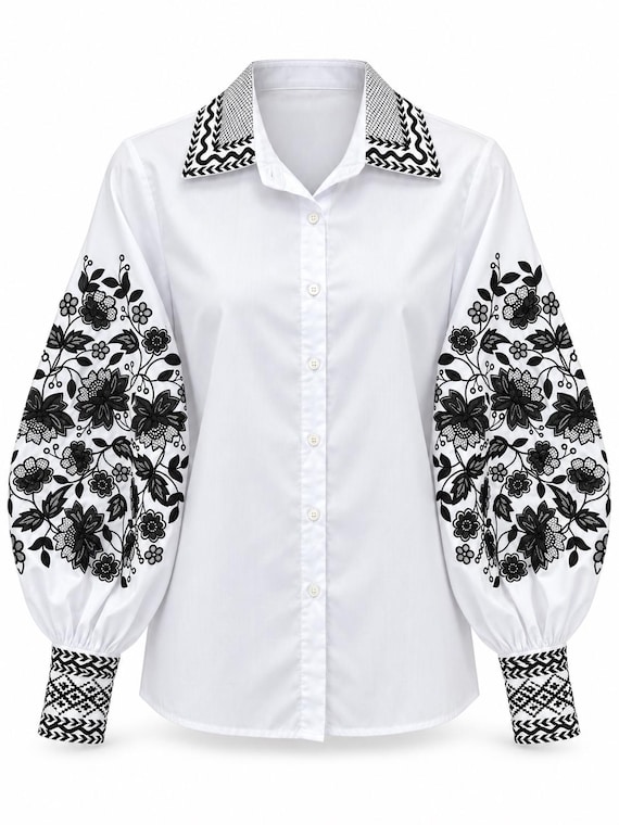 Ukrainian Embroidered Blouse | Traditional Vyshyvanka Shirt (USA Stock)