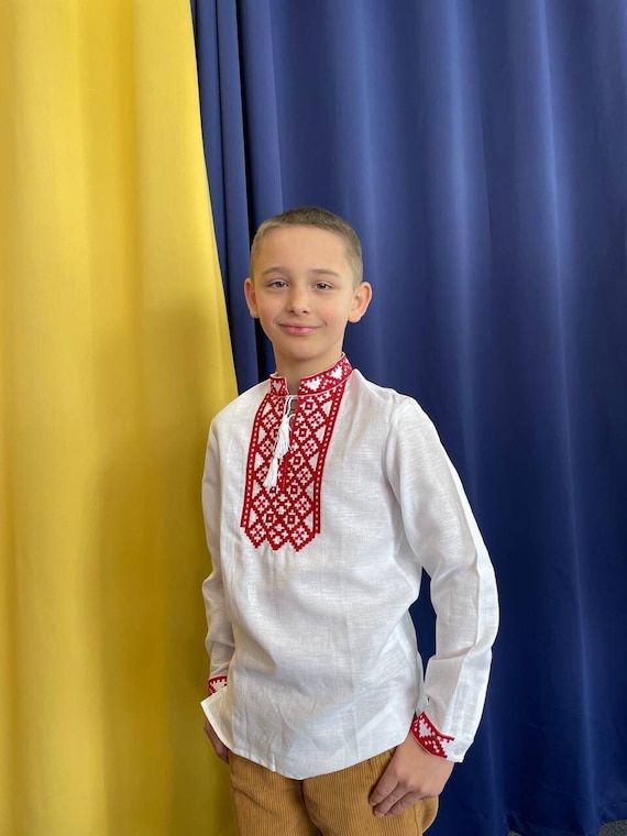 Embroidered Vyshyvanka Shirt for Boys | Ukrainian Embroidery Shirt | Traditional Ukrainian Style Gift in Stock in USA | Вишиванка у США (27)