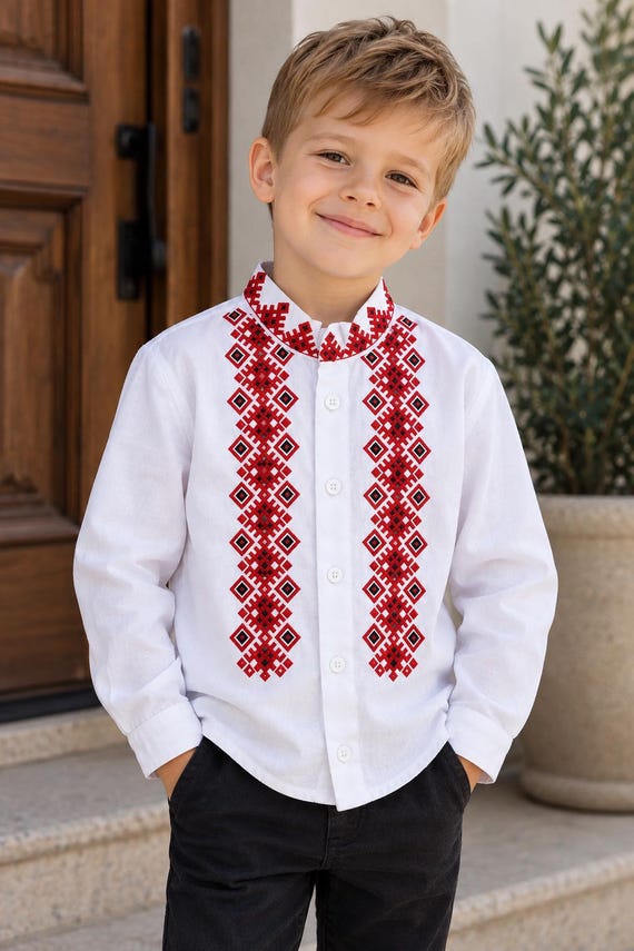 Embroidered Vyshyvanka Shirt for Boys | Ukrainian Embroidery Shirt | Traditional Ukrainian Style Gift in Stock in USA | Вишиванка у США (25)
