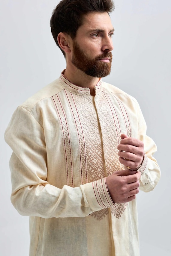 Ukrainian Vyshyvanka | Men's Embroidered Shirt | Вишиванка | Ukraine Vintage Sorochka Gift for Him | Handmade Ukrainian Clothing