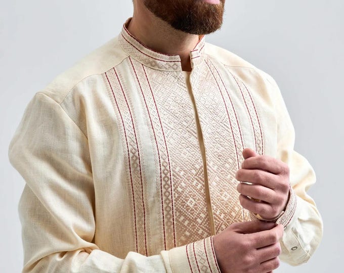 Ukrainian Vyshyvanka | Men's Embroidered Shirt | Вишиванка | Ukraine Vintage Sorochka Gift for Him | Handmade Ukrainian Clothing