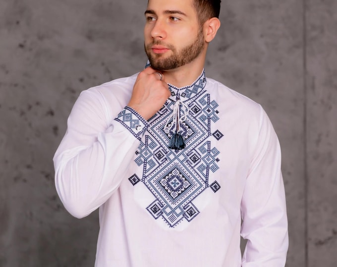 Ukrainian Vyshyvanka | Men's Embroidered Shirt | Вишиванка | Ukraine Vintage Sorochka Gift for Him | Handmade Ukrainian Clothing