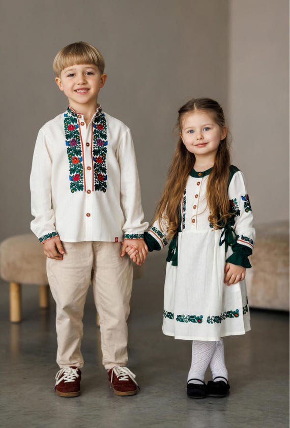 Embroidered Vyshyvanka Dress for Girls | Authentic Ukrainian Style linen 100%