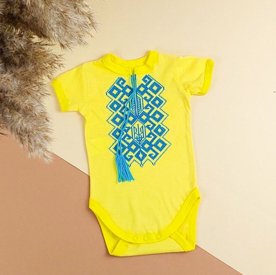 Ukrainian Baby Onesie – Infant Bodysuit Short Sleeve | Cute Ukrainian Outfit | Baby Shower Gift | Бодік для Немовлят