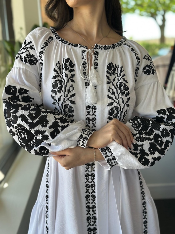 Ukrainian Vyshyvanka Dress | Ukraine Embroidered Dress in USA | Handmade Traditional Ukraine-Style Boho Embroidery Gift | Вишиванка
