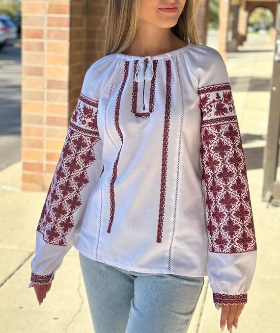Ukrainian Embroidered Blouse for Women | Ethno Vintage Women's Vyshyvanka Shirt | Sorochka Vyshyta | Vyshyvanka Gift USA | Вишиванка (58)