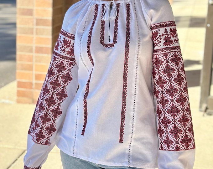 Ukrainian Embroidered Blouse for Women | Ethno Vintage Women's Vyshyvanka Shirt | Sorochka Vyshyta | Vyshyvanka Gift USA | Вишиванка (58)