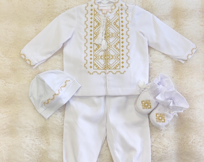Embroidered Baby Boy Christening Outfit | Baptism Ceremony Suit