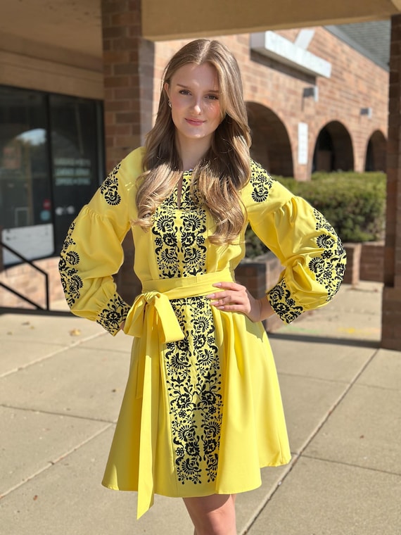 Embroidered Ukrainian Dress | Vyshyvanka Style Dress with Traditional Embroidery | Handmade Boho Chic Outfit