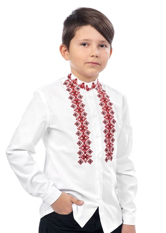 Embroidered Vyshyvanka Shirt for Boys | Ukrainian Embroidery Shirt | Traditional Ukrainian Style Gift in Stock in USA | Вишиванка у США (25)