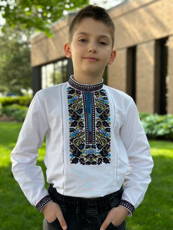 In USA Vyshyvanka for boy Ukrainian style vyshyvanka Sorochka vyshyta Ukrainian embroidery