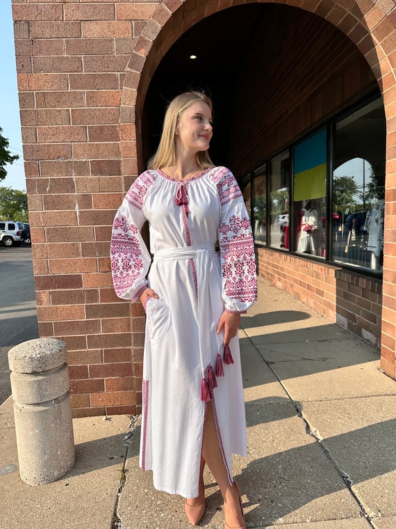Ukrainian Vyshyvanka Dress | Ukraine Embroidered Dress in USA | Handmade Traditional Ukraine-Style Boho Embroidery Gift | Вишиванка (92)